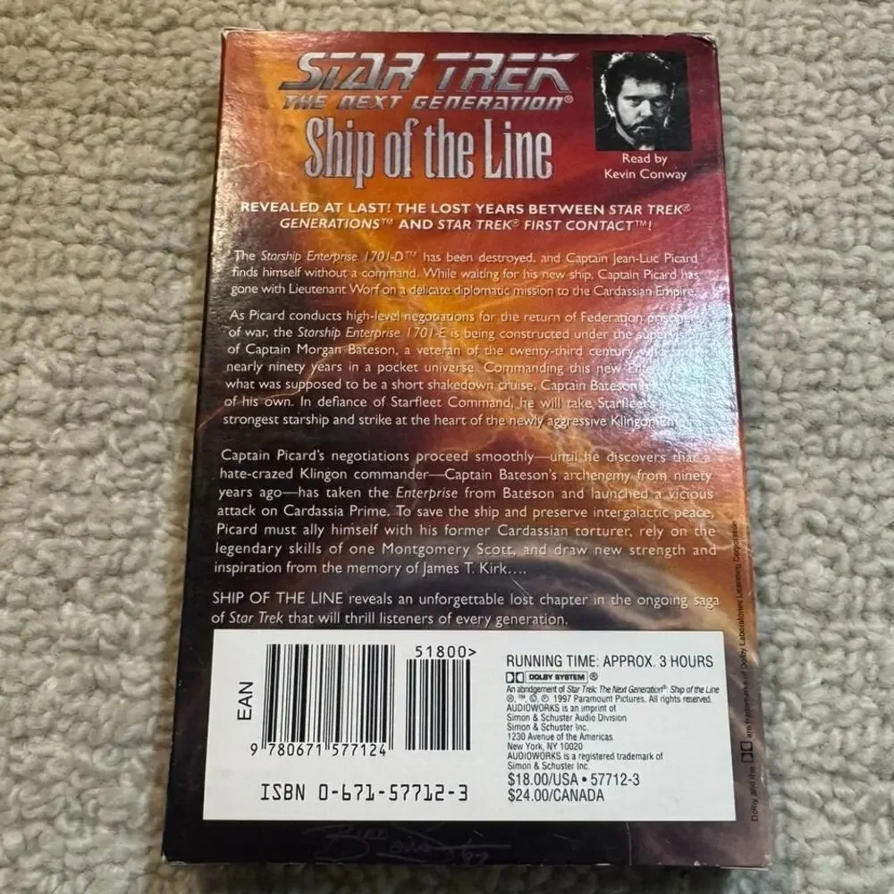 Star Trek TNG Ship of the Line Audio Cassette Audiobook Diane Carey 2-Tapes